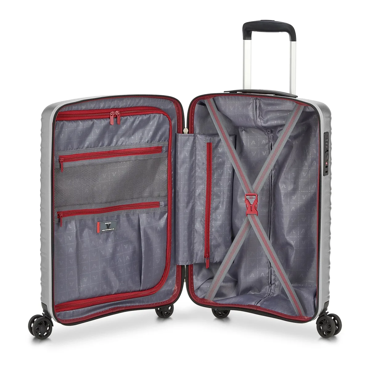 Roncato Wave - Trolley Handgepäck Carry-On Spinner, Silber 4 Roncato Wave - Trolley Handgepäck Carry-On Spinner, Silber – Bild 2