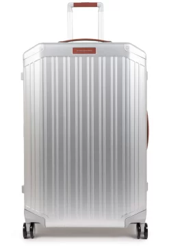 Piquadro Ultra Slim Grosser Koffer Grau/Leder